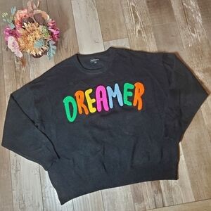 Boutique Aqua Blues Women's Dreamer Sweater Size XL Black Embroidered Pullover